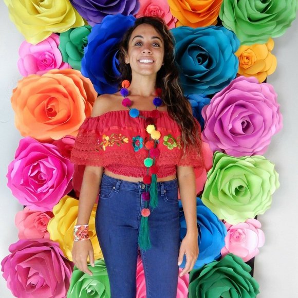 Mexican Crop top Embroidered Puebla Peasant Day of - Picture 4 of 4